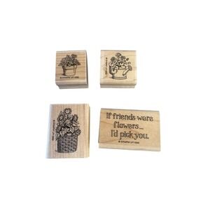 Stampin' Up! "I'd Pick You" Wood Mount Stamp Set Floral Friendship 1996